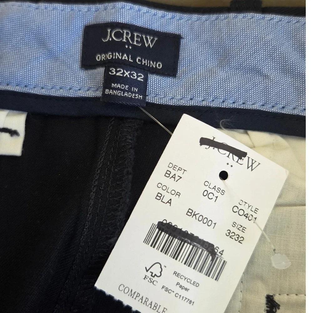 J Crew Mens Original Chino Athletic Slim Fit Pants Black 32X32 NWT